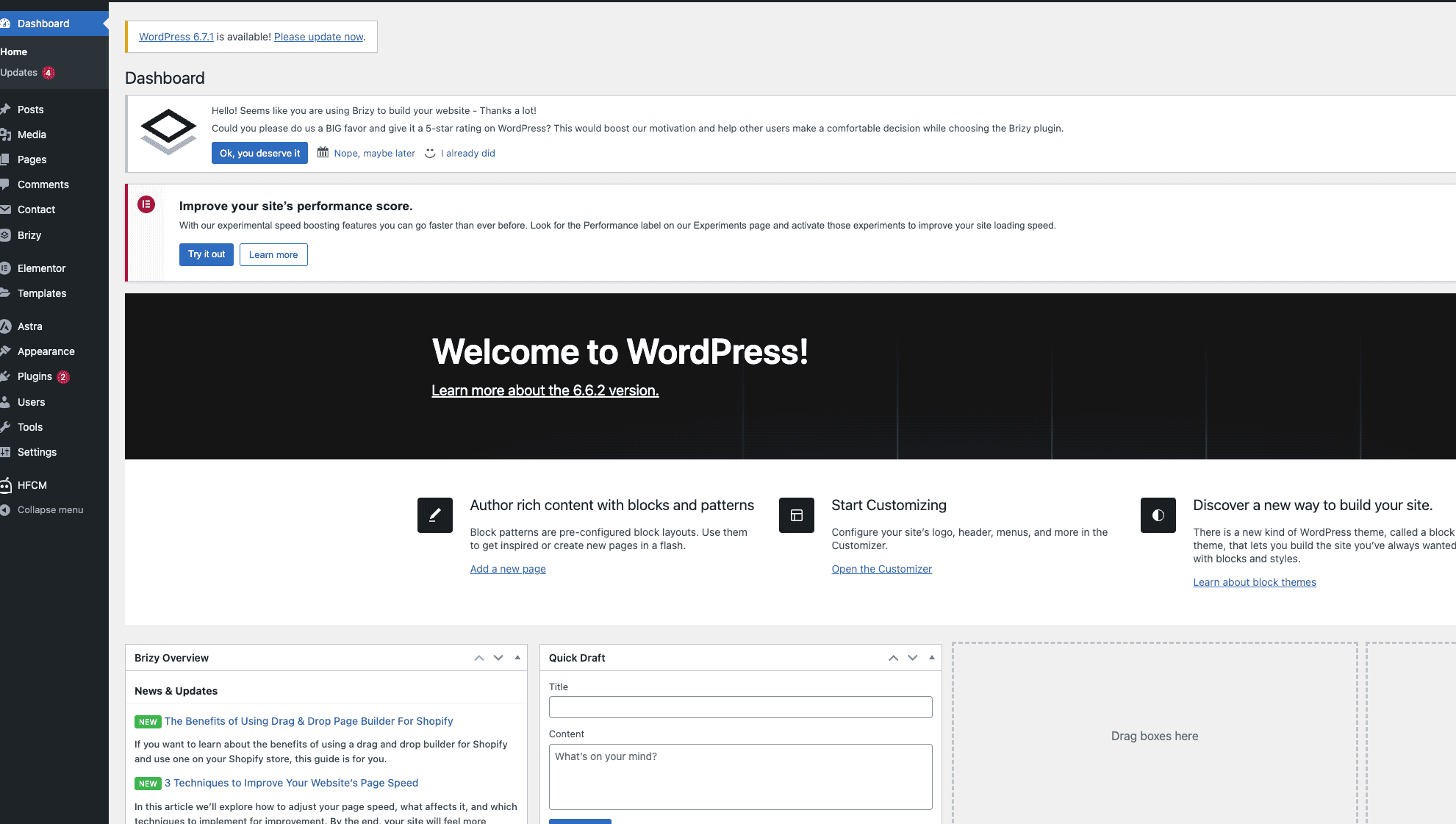 Locally Installed WordPress Dashboard